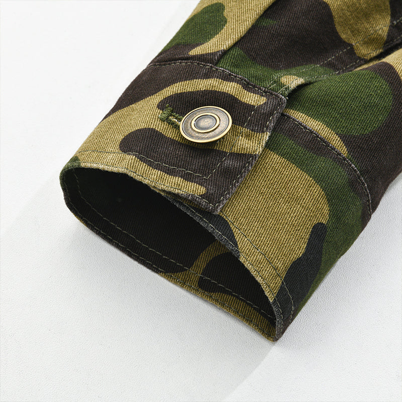 Men's Camouflage Canvas Retro Wear Lapel Jacket