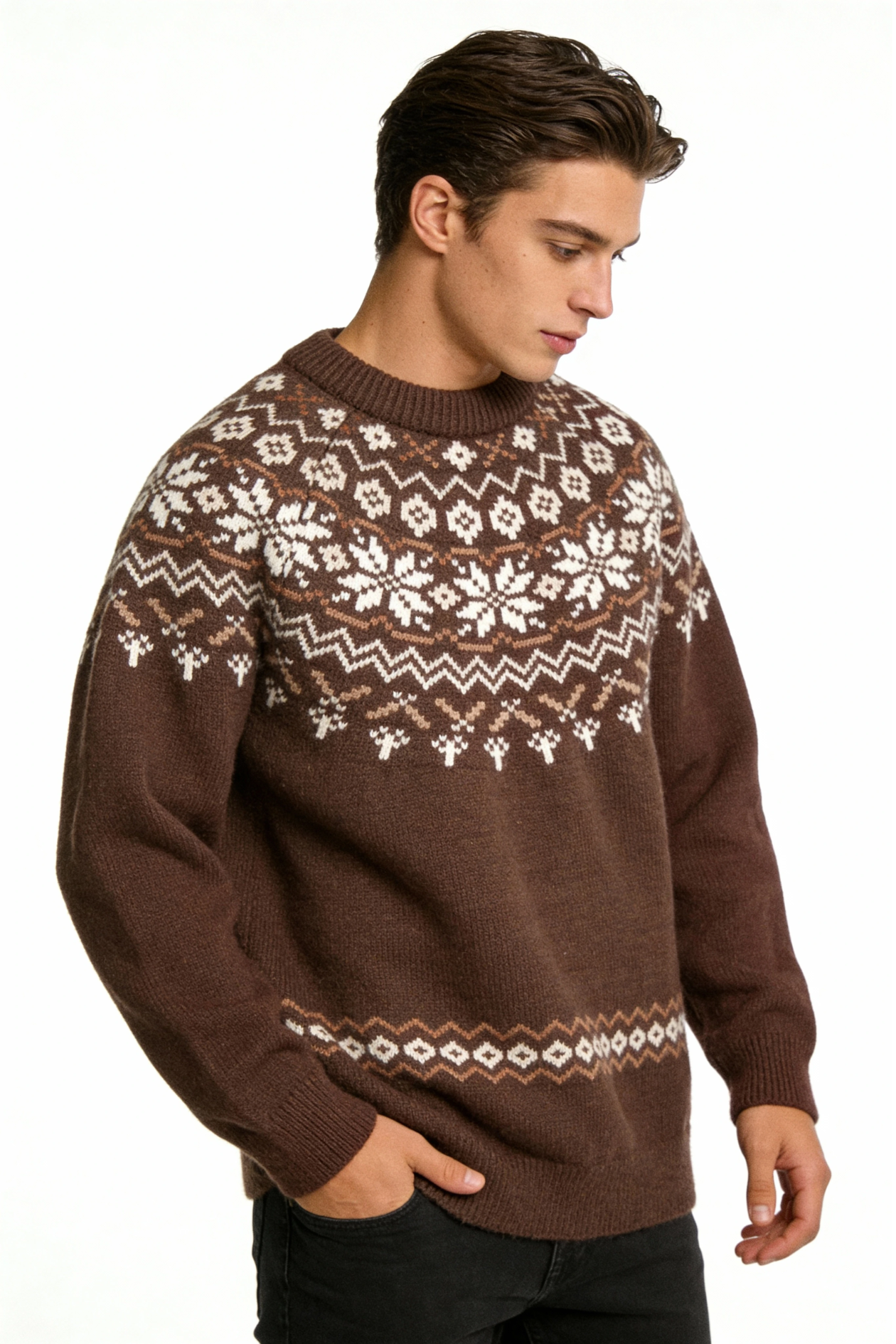 Everpine Men Crewneck Sweater - Brown