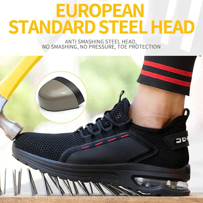 Ultra-Light Breathable Steel Toe Work Shoes – Non-Slip Safety & All-Day Comfort