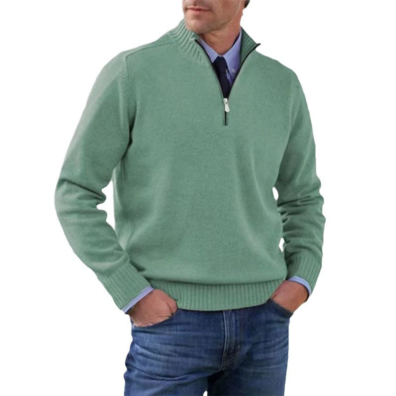 Men’s Half-Zip Mock Neck Sweater – Cotton Quarter Zip Design