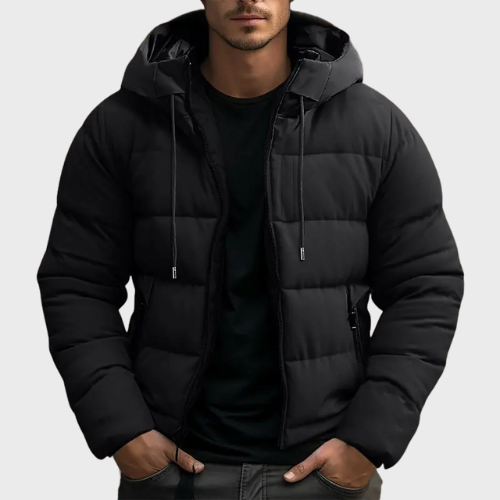 Men’s Hooded Puffer Jacket – Warm Winter Quilted Coat with Insulated Padding