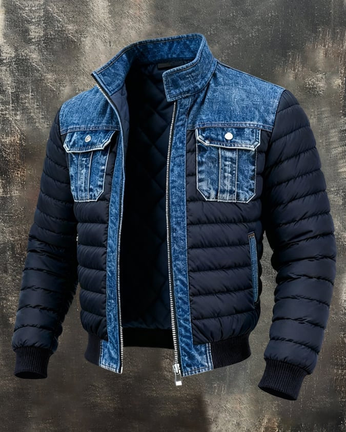 Reichard – Quilted Denim Zippered Jacket for Men