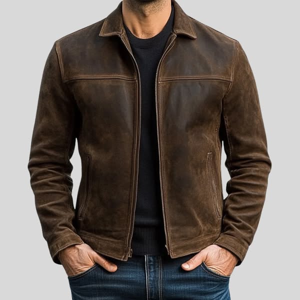 Fynn Men’s Leather Jacket – Classic Zip-Up Outerwear | Timeless Modern Design