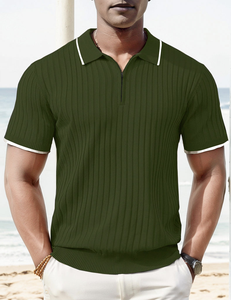 Aule Rib Knit Polo Shirt