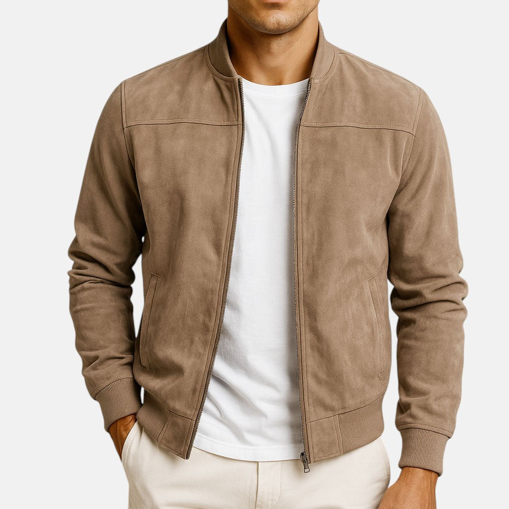 Michal Men’s Classic Suede Zip Urban Jacket