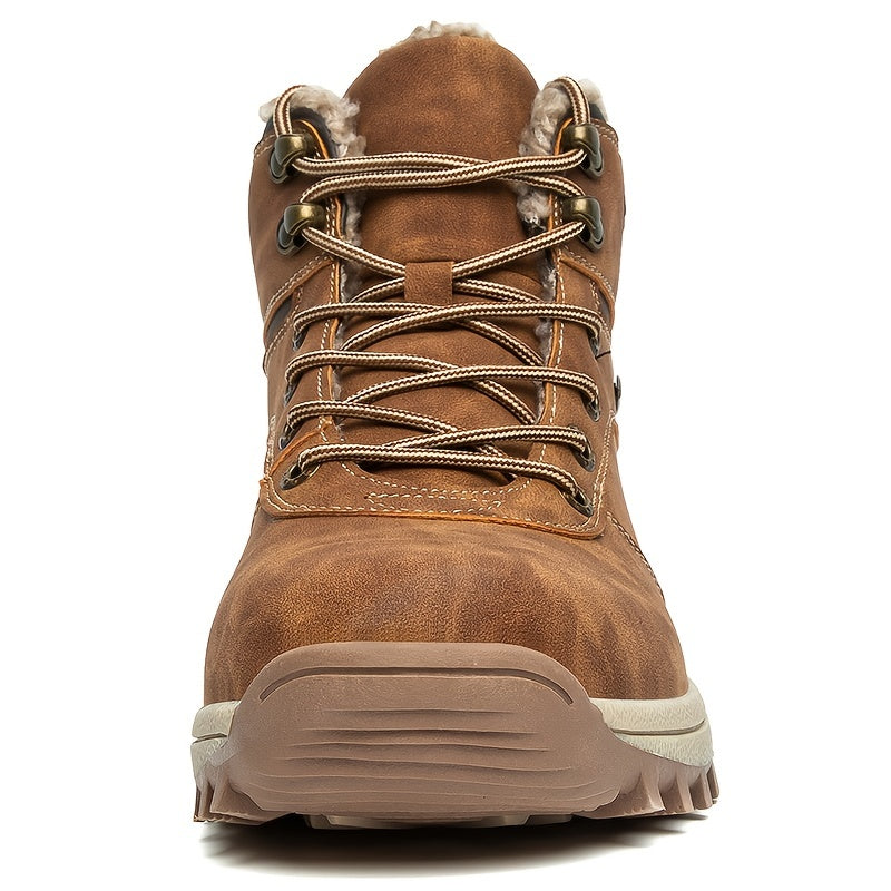 Outdoor Climbing Shoes - Men's Snow Boots with Slip-Rubber Sole and Fleece Lining