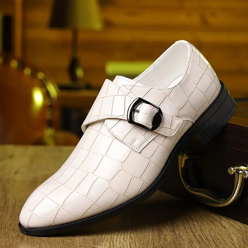 Dasfirin | Crocodile-Pattern Slip-On Loafers for Men – Stylish Buckle Details & Tapered Toe