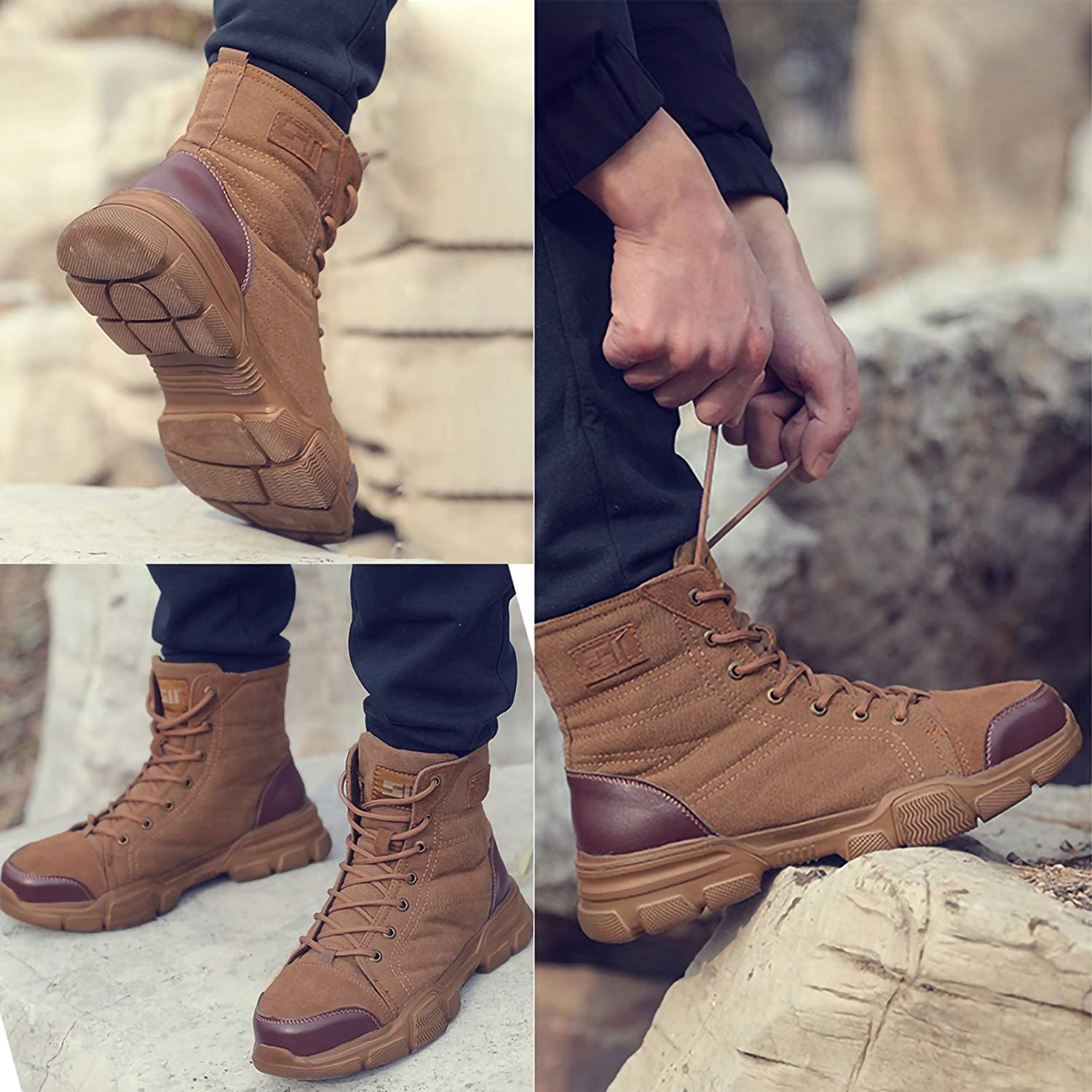 Men’s Steel Toe Military Safety Boots – Durable Work & Tactical Footwear | Anti-Slip Protection