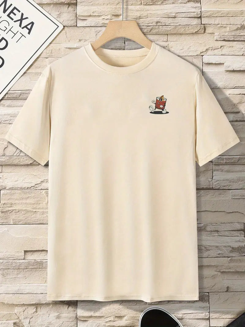 Men's Negroni Cocktail Graphic T-Shirt – Breathable Short Sleeve Tee with Campari-Inspired Print