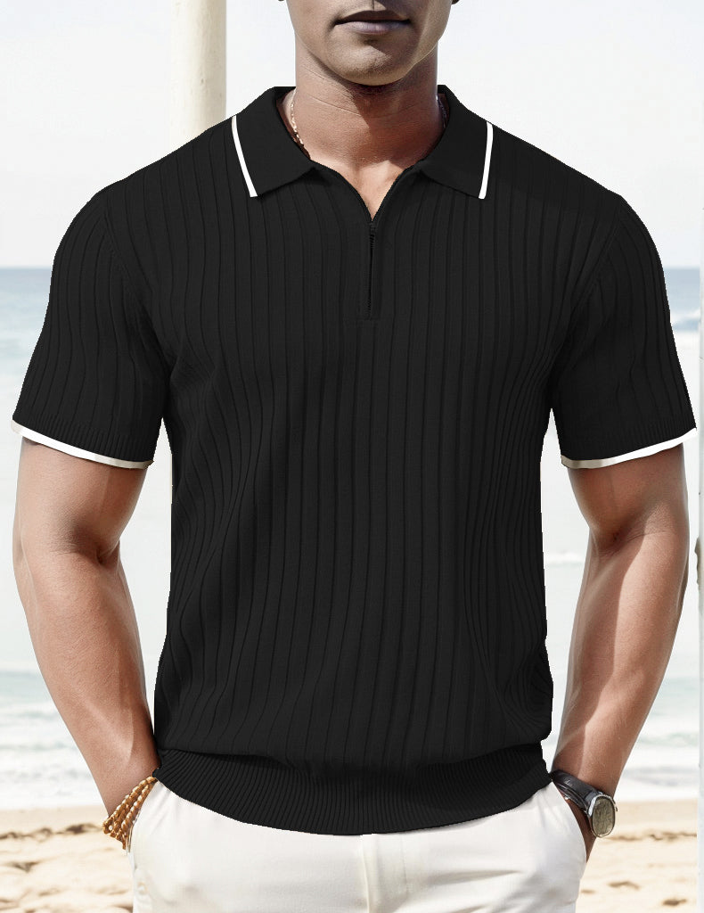 Aule Rib Knit Polo Shirt