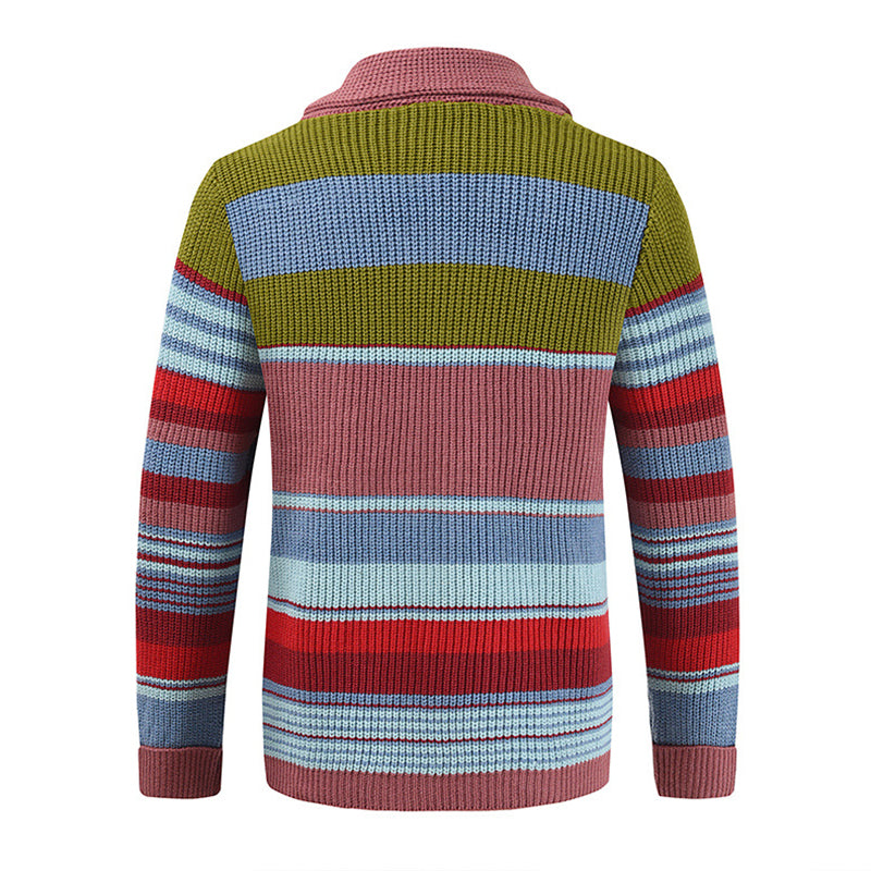 Men’s Colorblock Lapel Sweater Jacket – Modern Knit Design with Timeless Style