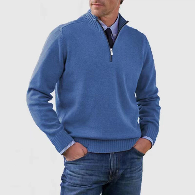 Men’s Half-Zip Mock Neck Sweater – Cotton Quarter Zip Design