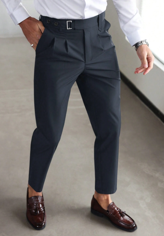 Dasfirin | Men's Business Casual Solid Color Trousers – Slim Fit Formal Pants with Side Pockets for Work, Office & Daily Wear