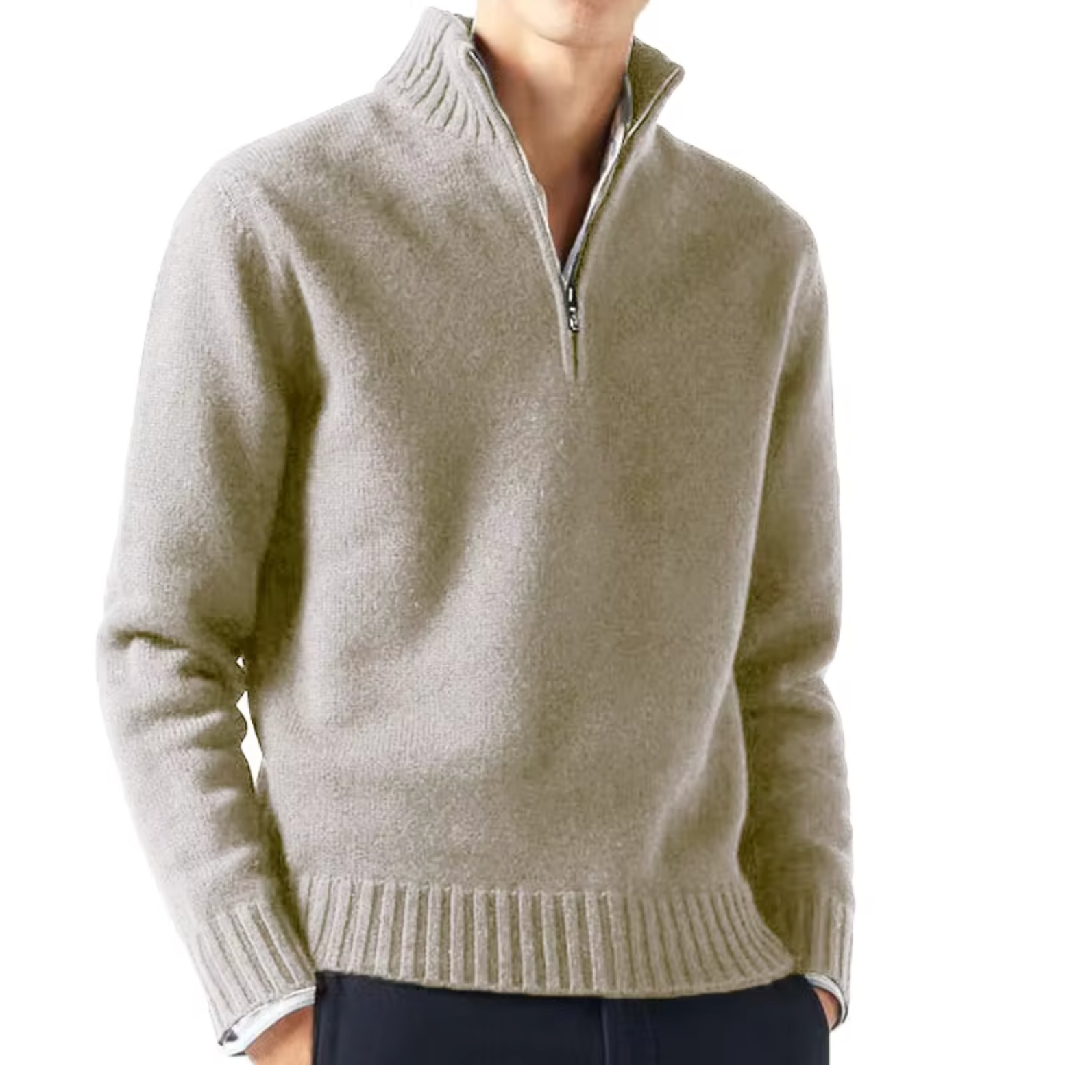 Lucien Men’s Half Zip-Neck Cashmere Sweater – Trucker Style Design