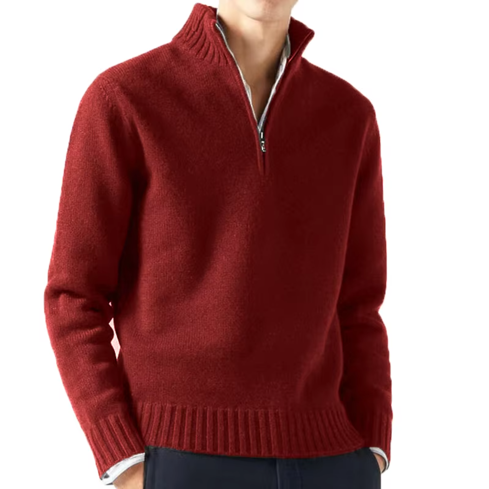 Lucien Men’s Half Zip-Neck Cashmere Sweater – Trucker Style Design