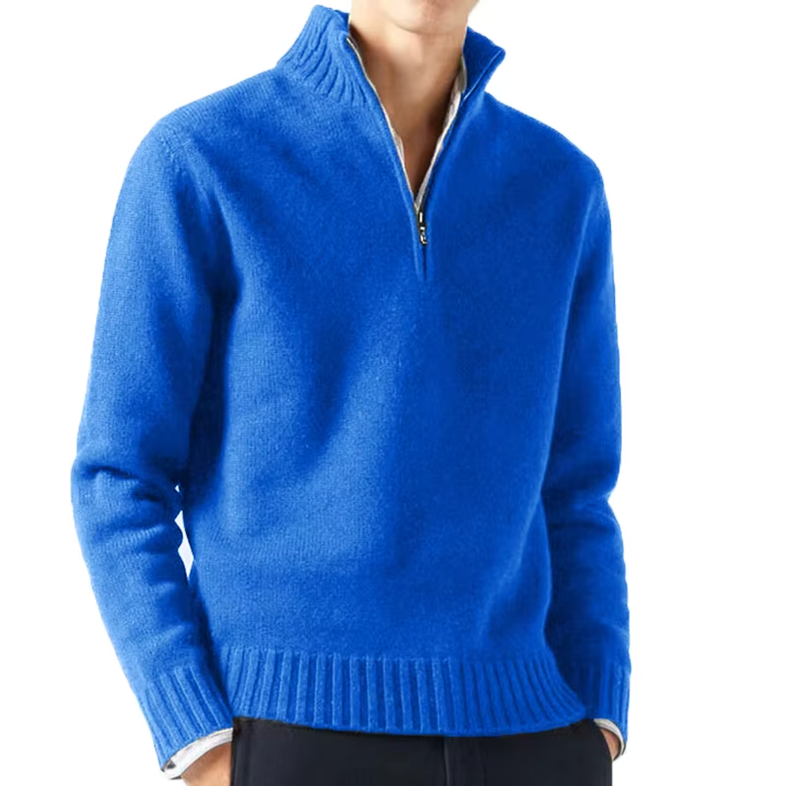 Lucien Men’s Half Zip-Neck Cashmere Sweater – Trucker Style Design