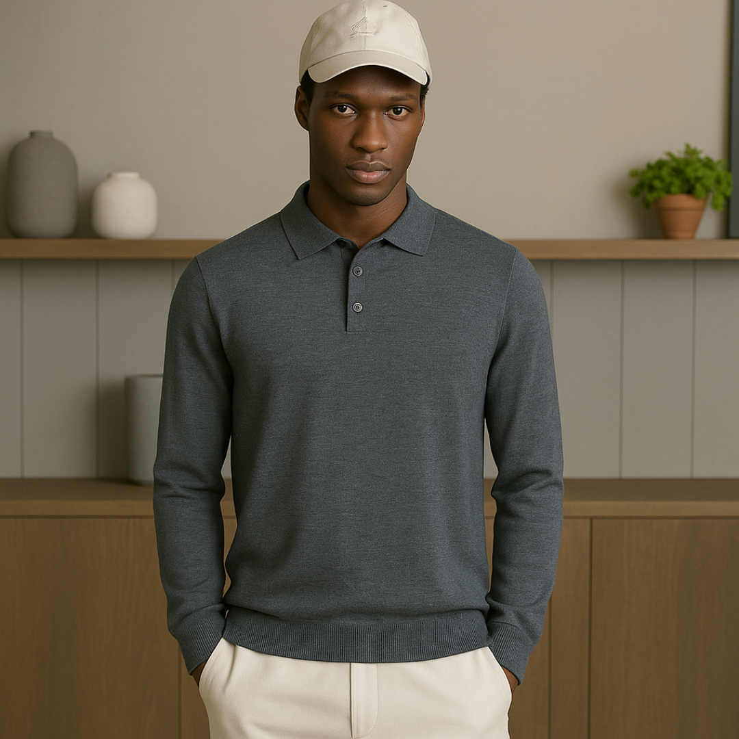 Cashmere Polo Shirt with Button Closure – Luxurious Softness and Tailored Fit for Versatile Style