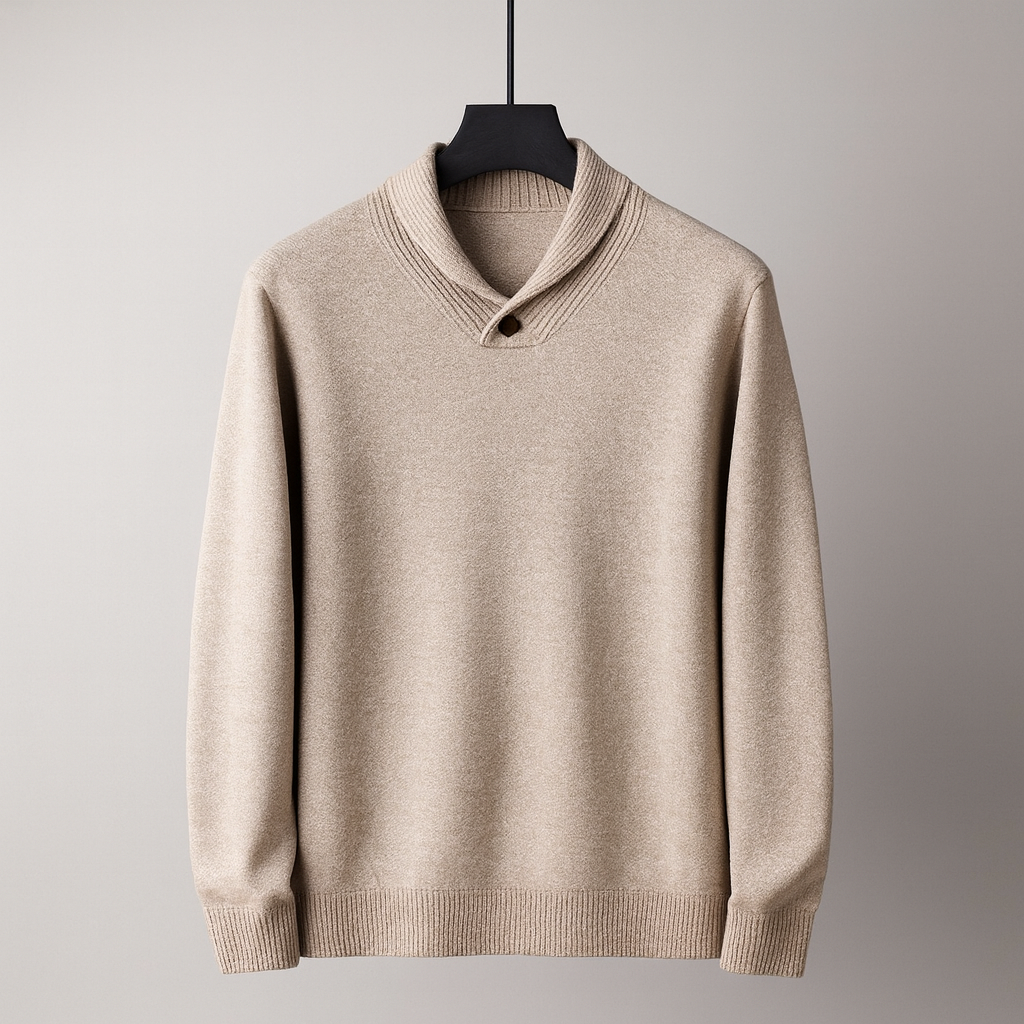 Men’s Merino Wool Button Sweater | Shawl Collar
