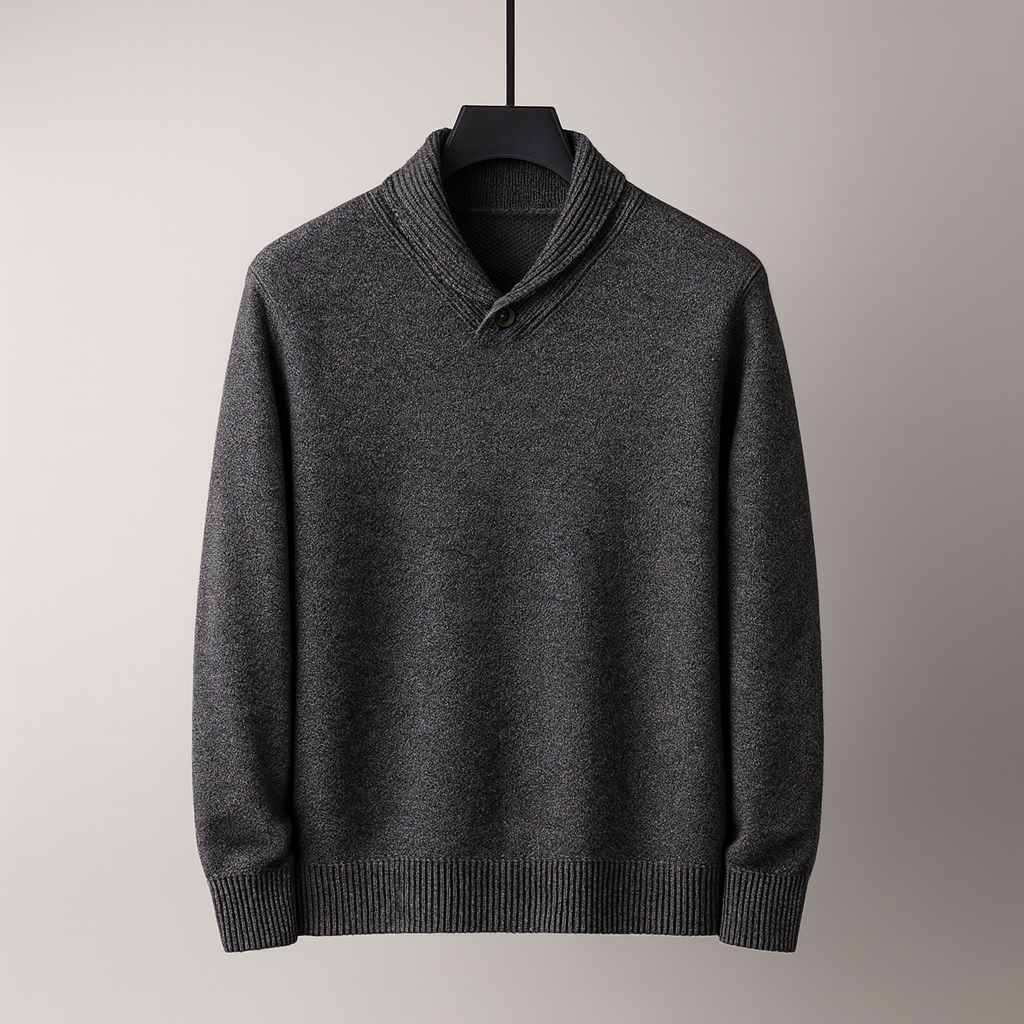 Men’s Merino Wool Button Sweater | Shawl Collar