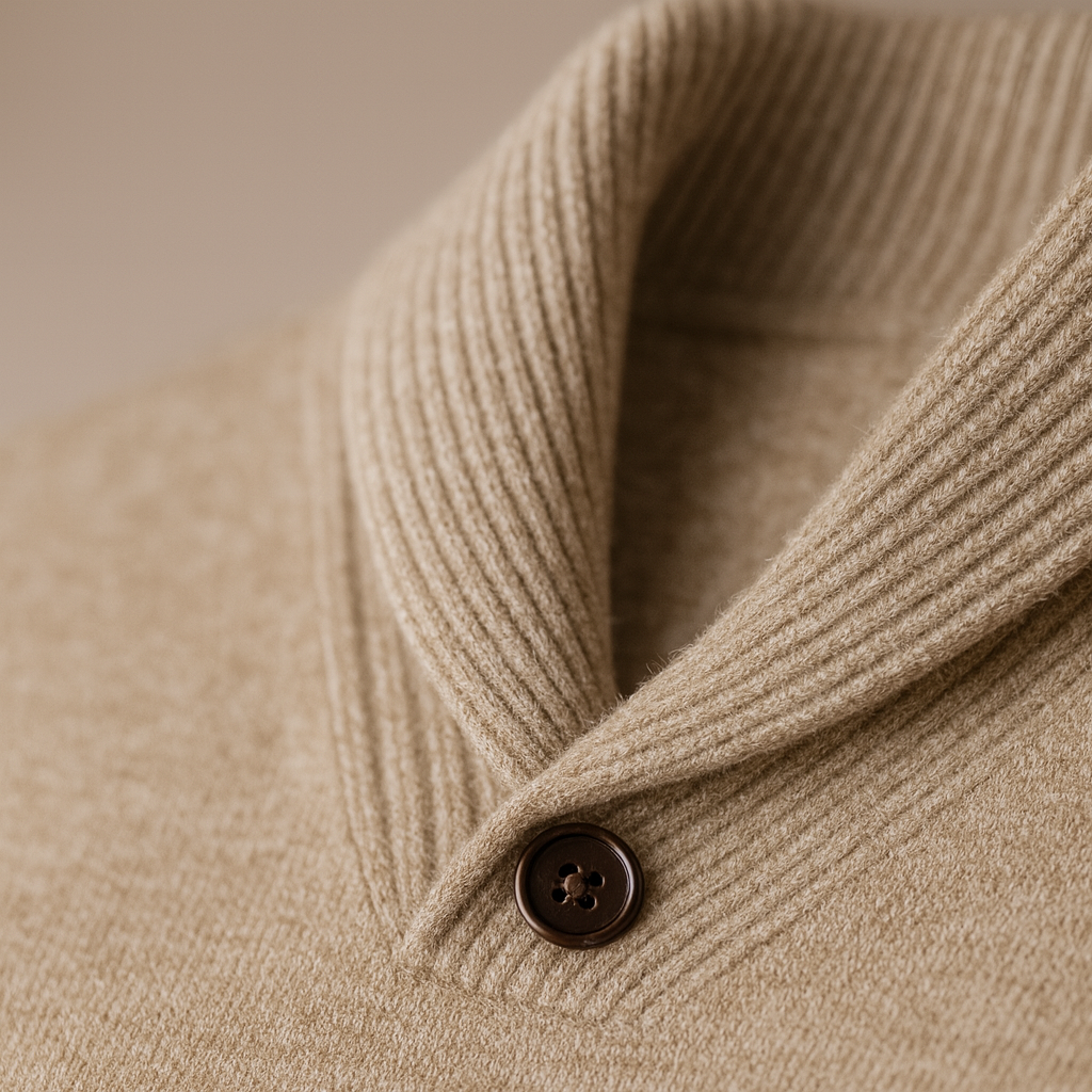 Men’s Merino Wool Button Sweater | Shawl Collar