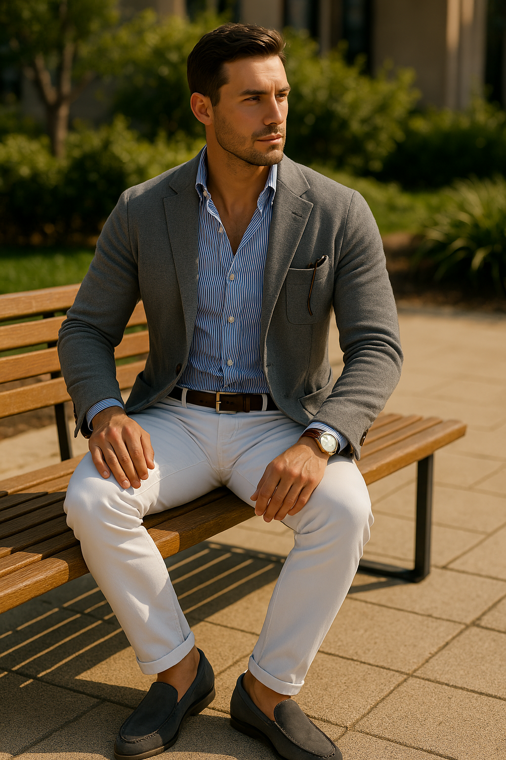 Men's Stylish Blazer with Casual Button Pockets & Notched Lapel – Elegant & Versatile