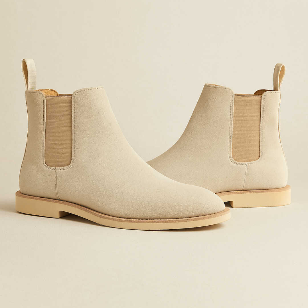 Classic Suede Chelsea Boots for Men – Black Slip-On Boots with Elastic Sides for All-Season Versatility