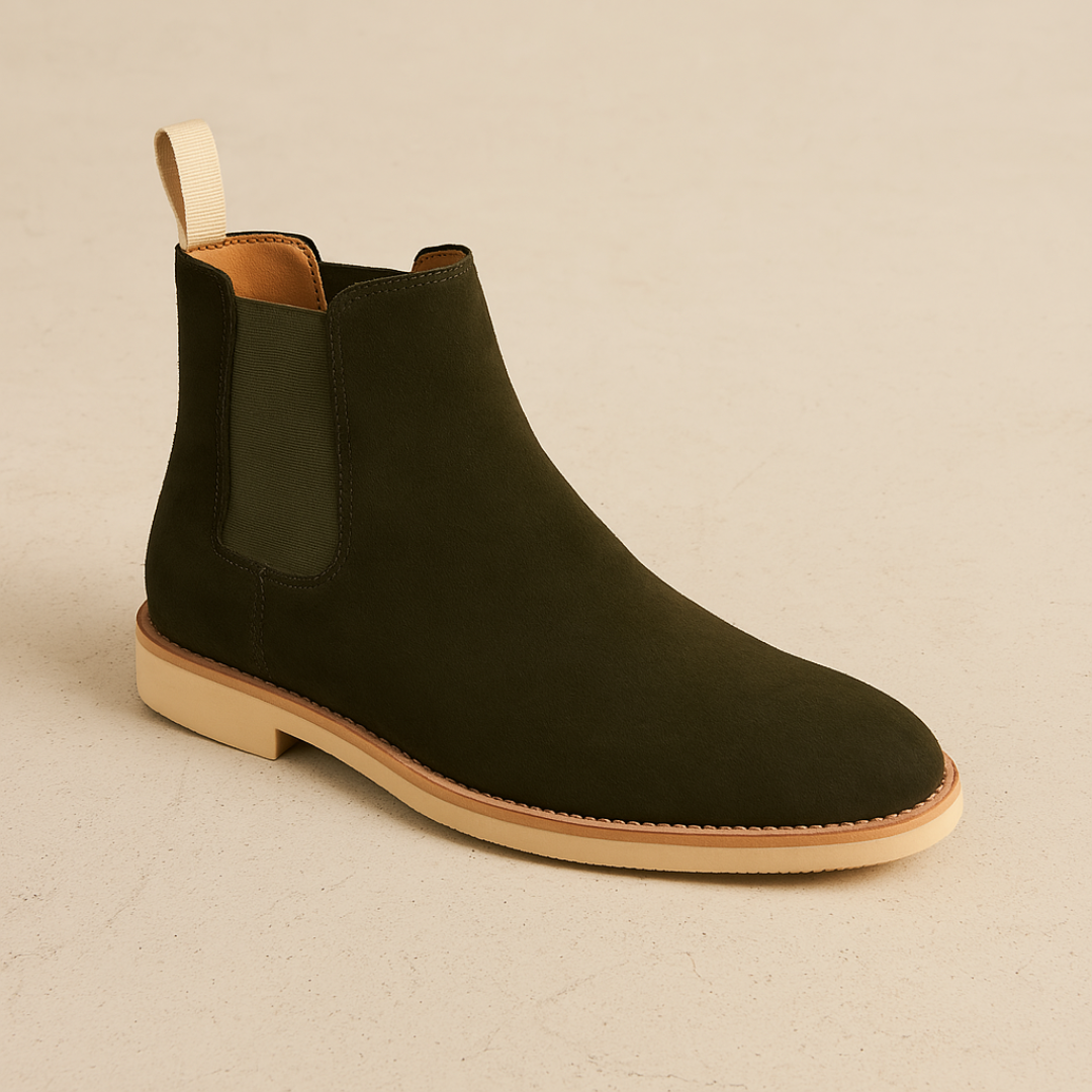 Classic Suede Chelsea Boots for Men – Black Slip-On Boots with Elastic Sides for All-Season Versatility