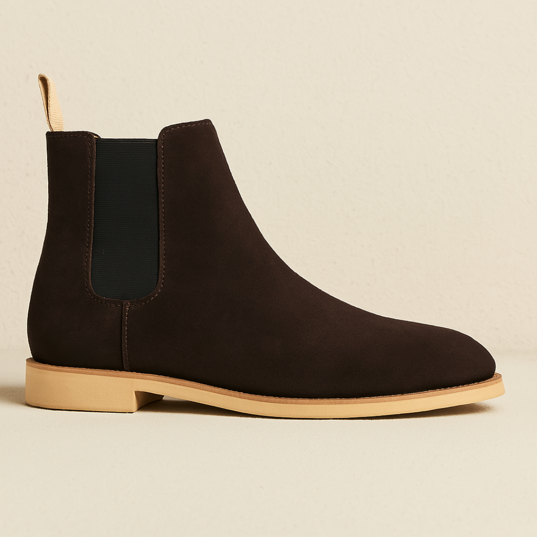 Classic Suede Chelsea Boots for Men – Black Slip-On Boots with Elastic Sides for All-Season Versatility