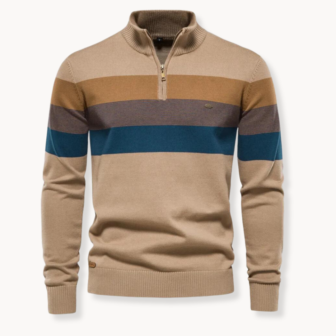 Men’s Quarter-Zip Sweater – Classic Knitted Sweater with Zipper Collar