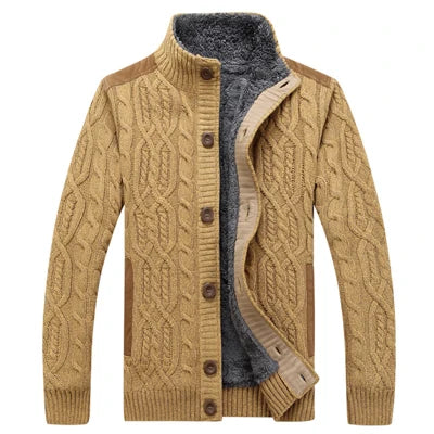 Warm Fleece Men Knitted Button Cardigan