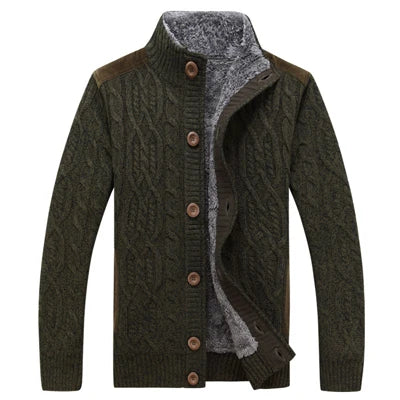 Warm Fleece Men Knitted Button Cardigan