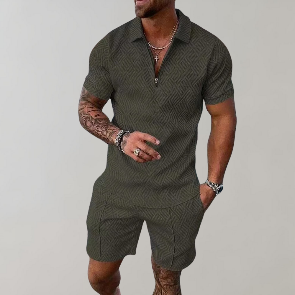 Hugo - Set For Men - Two Piece Zip Polo & Shorts