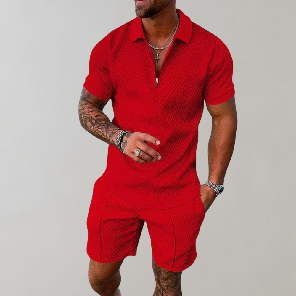 Hugo - Set For Men - Two Piece Zip Polo & Shorts