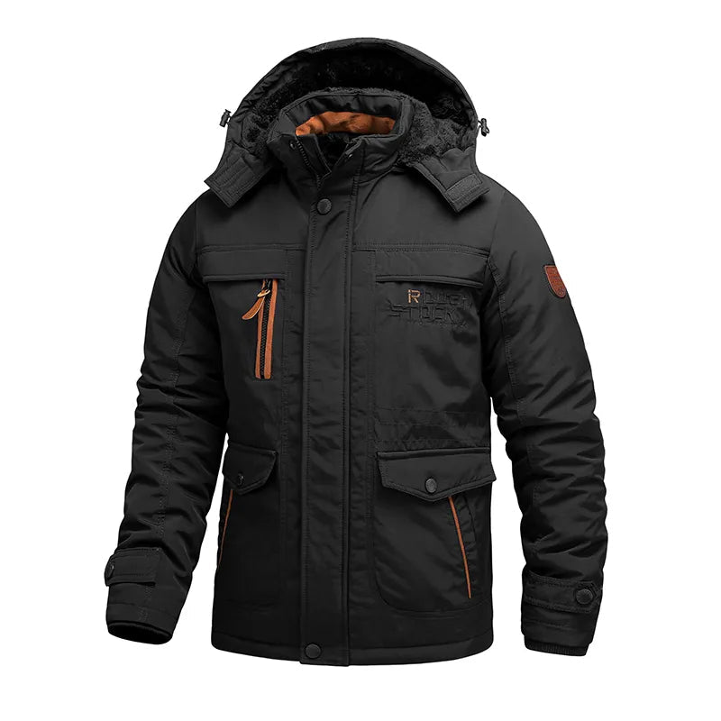 Men’s Tactical Winter Jacket – Waterproof Insulated Coat with Removable Hood
