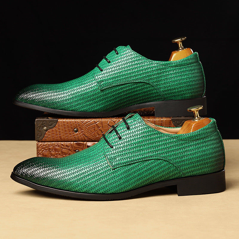 Men’s Embossed Oxford Dress Shoes – Pointed Toe British Style Formal Footwear
