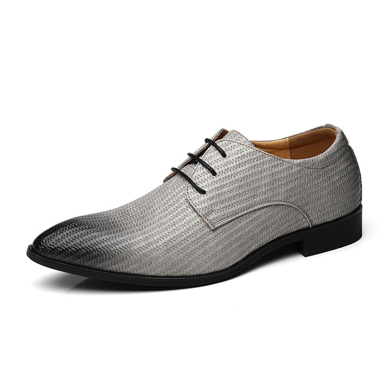 Men’s Embossed Oxford Dress Shoes – Pointed Toe British Style Formal Footwear