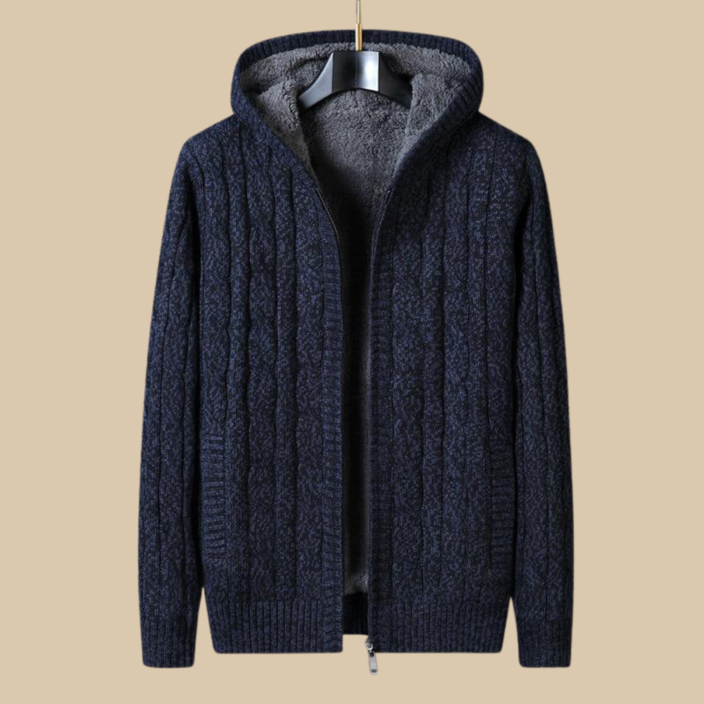 Giorgio Wool Zip Knitted Sweater | Inner Warm Fleece