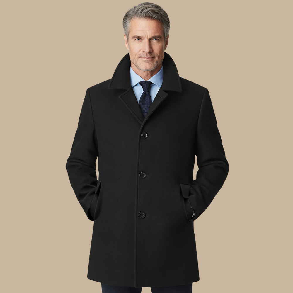 Men's Black Light Business Mid-Length Trench Coat for Autumn and Winter - British Style