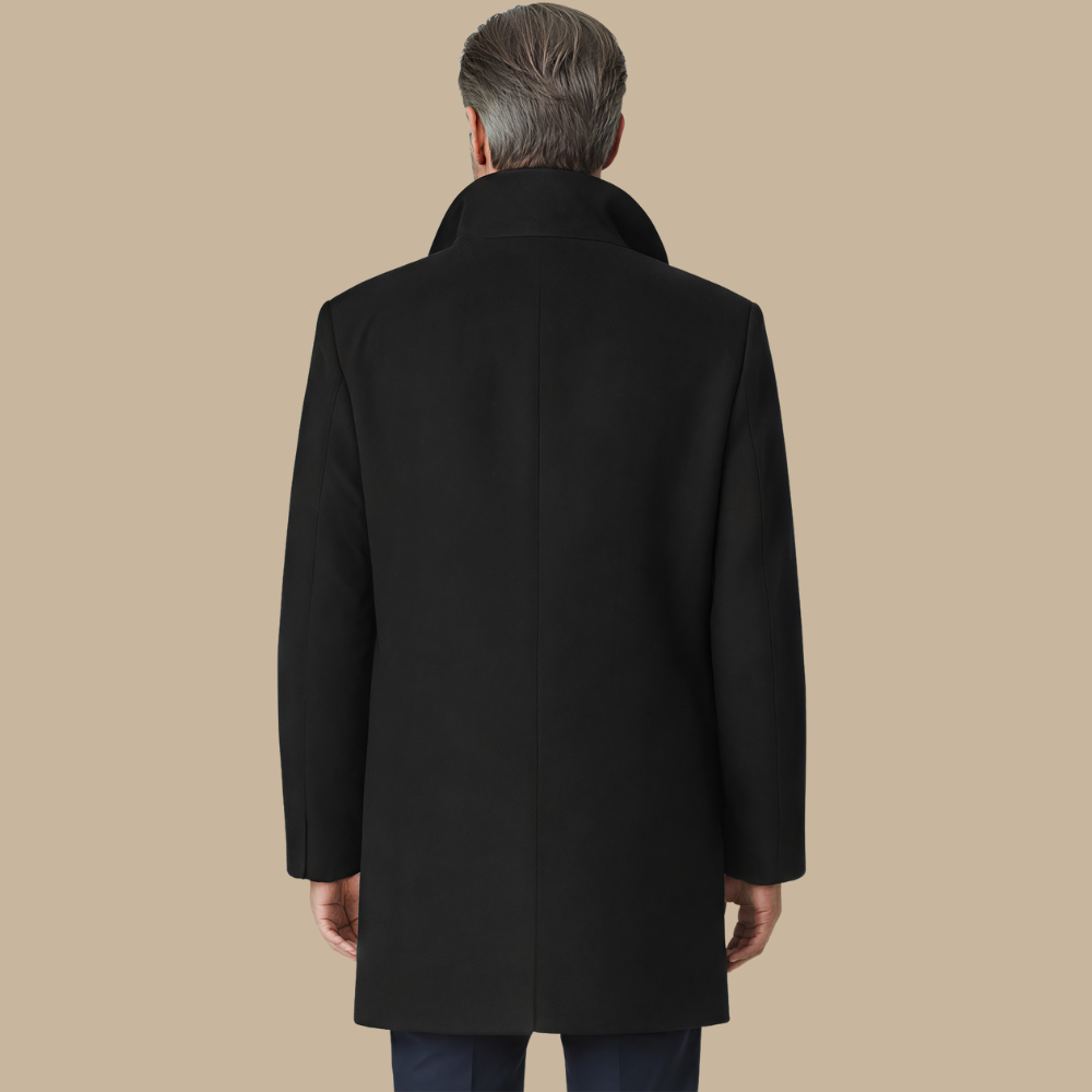 Men's Black Light Business Mid-Length Trench Coat for Autumn and Winter - British Style