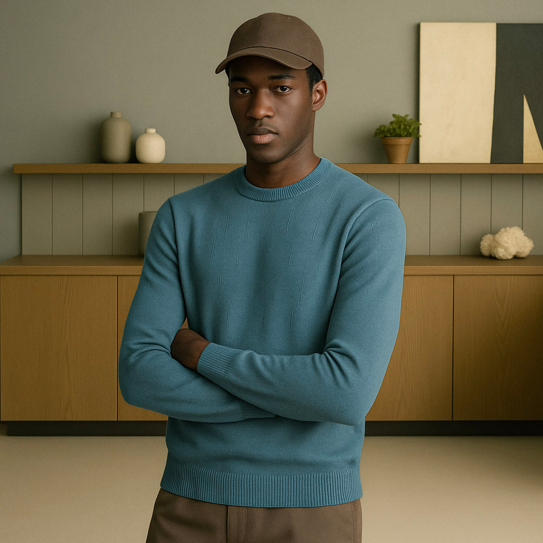 Pure Cashmere Summer Knit Sweater for Men – Lightweight Elegant Knitwear with Classic Fit and Round Neck