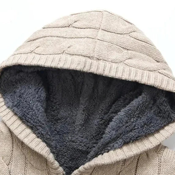 Giorgio Wool Zip Knitted Sweater | Inner Warm Fleece