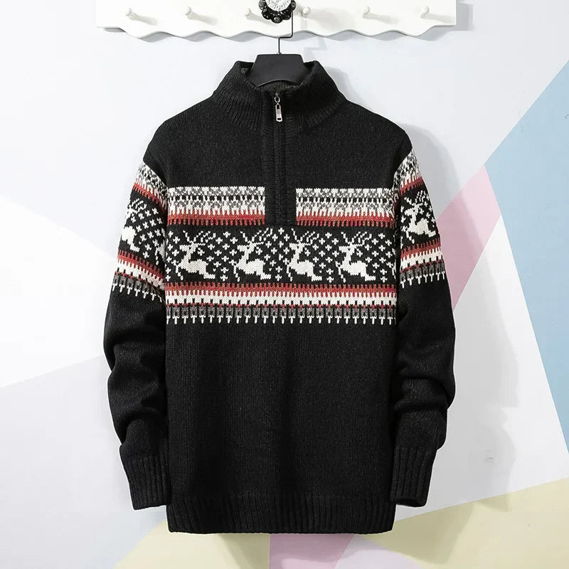 Men’s Half-Zip Reindeer Sweater