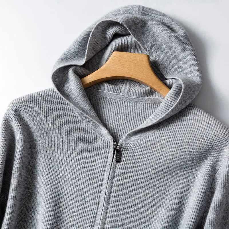 Men Luxe Cashmere Zippered Hoodie