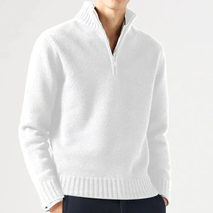 Lucien Men’s Half Zip-Neck Cashmere Sweater – Trucker Style Design