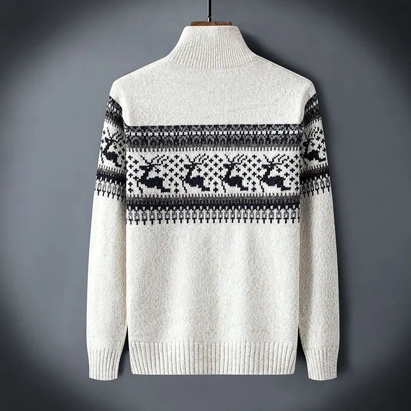 Men’s Half-Zip Reindeer Sweater