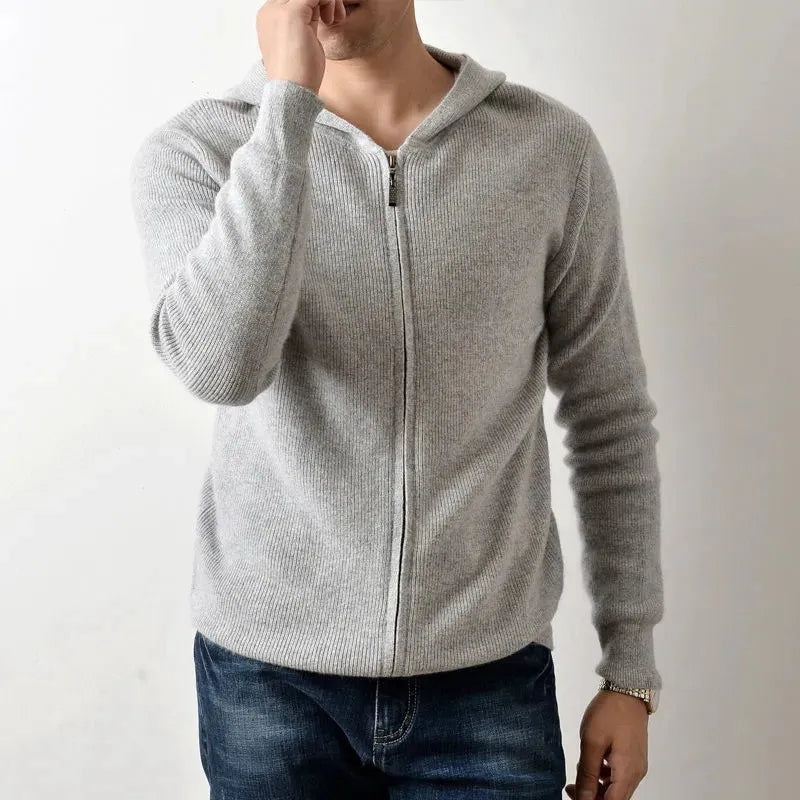 Men Luxe Cashmere Zippered Hoodie