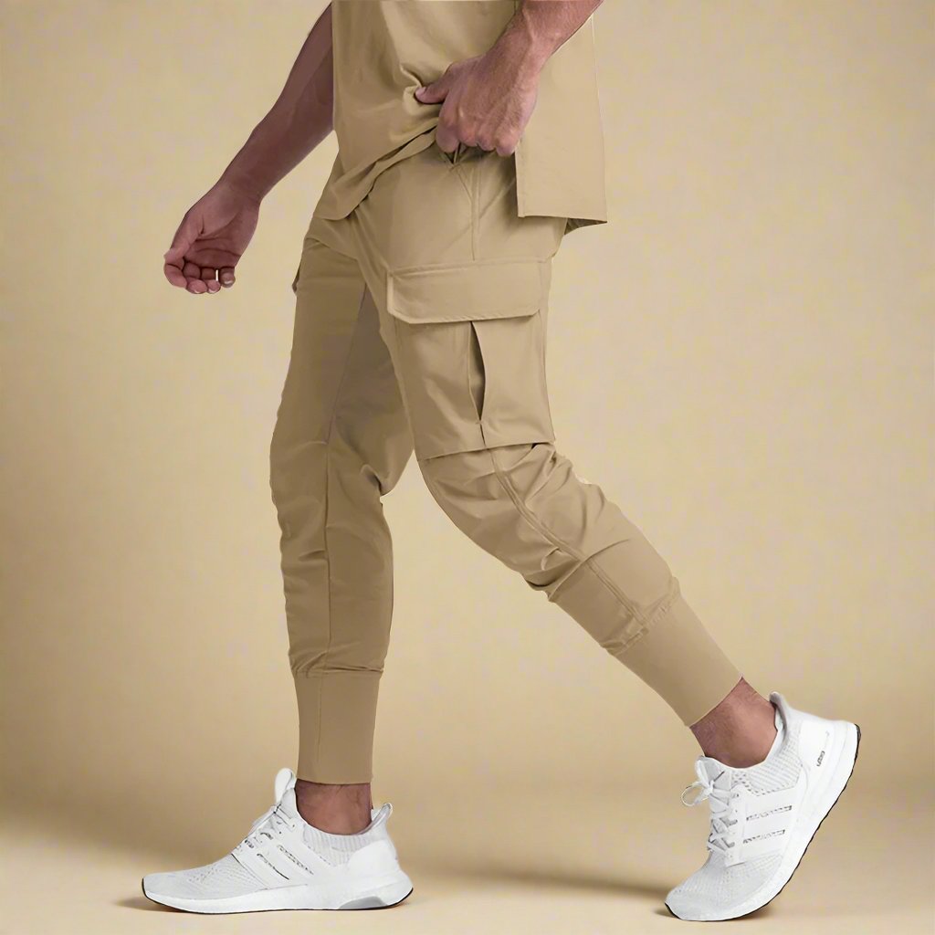 Men's Quick-Dry Cargo Joggers with Tapered Fit and Multiple Pockets