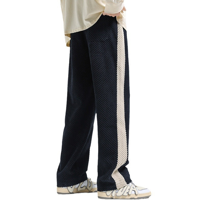Men’s Wide-Leg Stripe Pants – Loose Fit Trousers