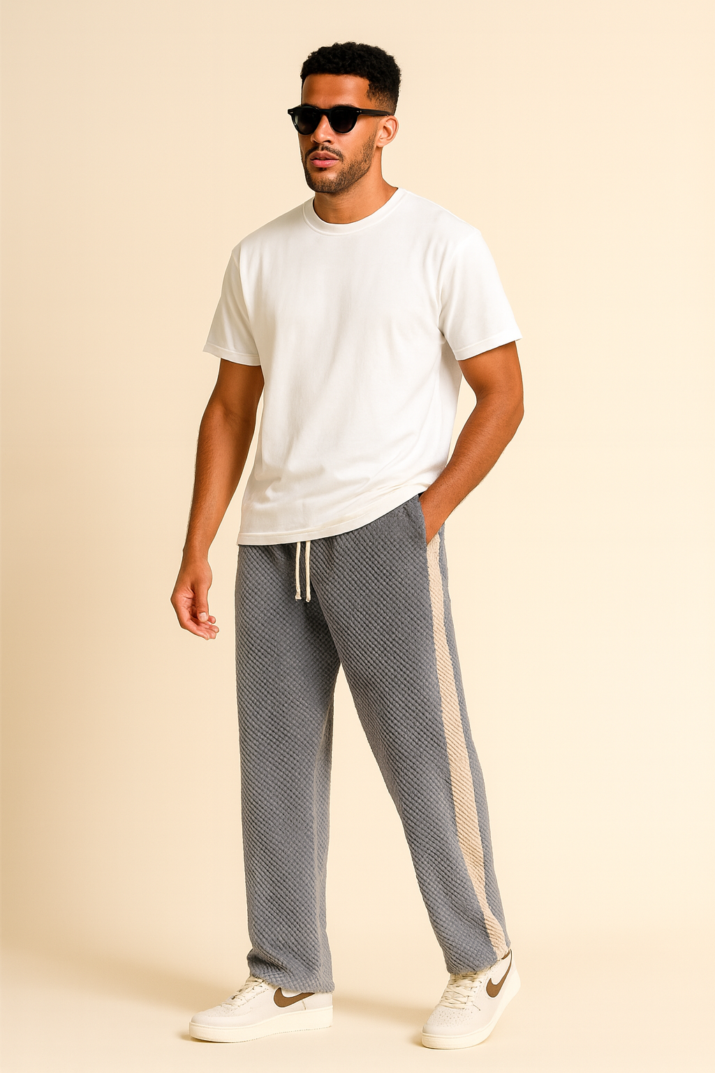 Men’s Wide-Leg Stripe Pants – Loose Fit Trousers