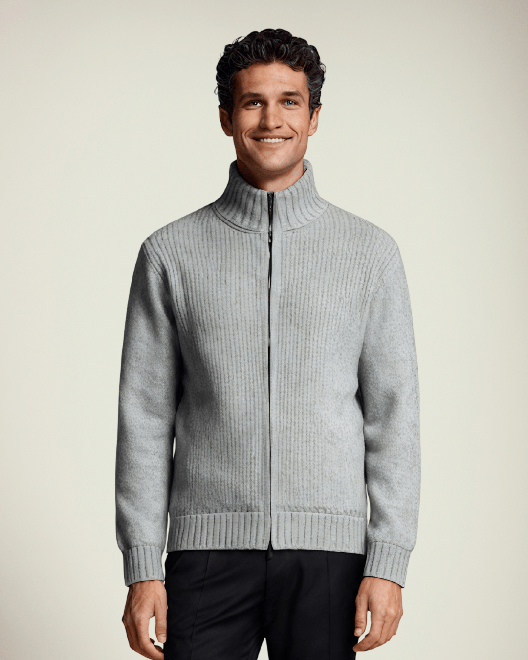 Liam | Vintage Solid Zip Turtleneck Cardigan